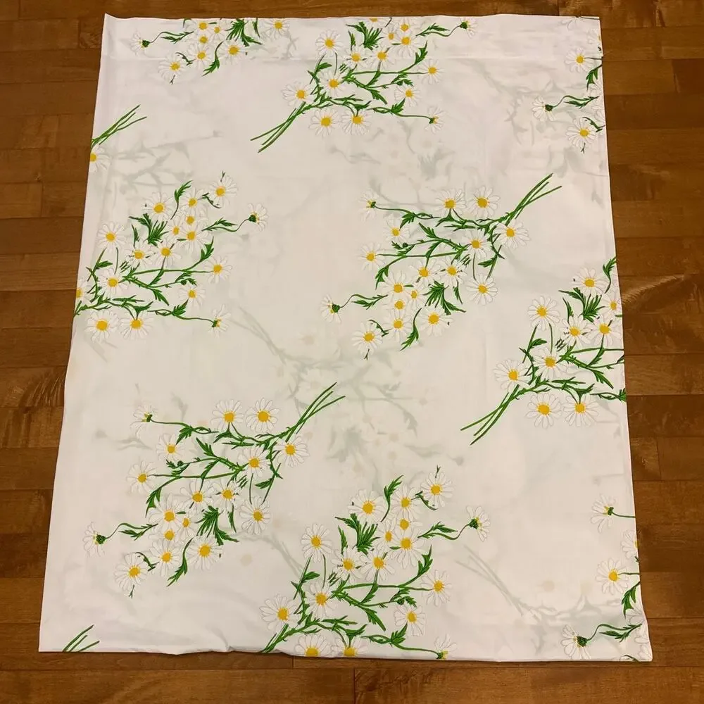 1970s Vera Neumann Daisy Sheet Set Full Size Burlington No-Iron Percale